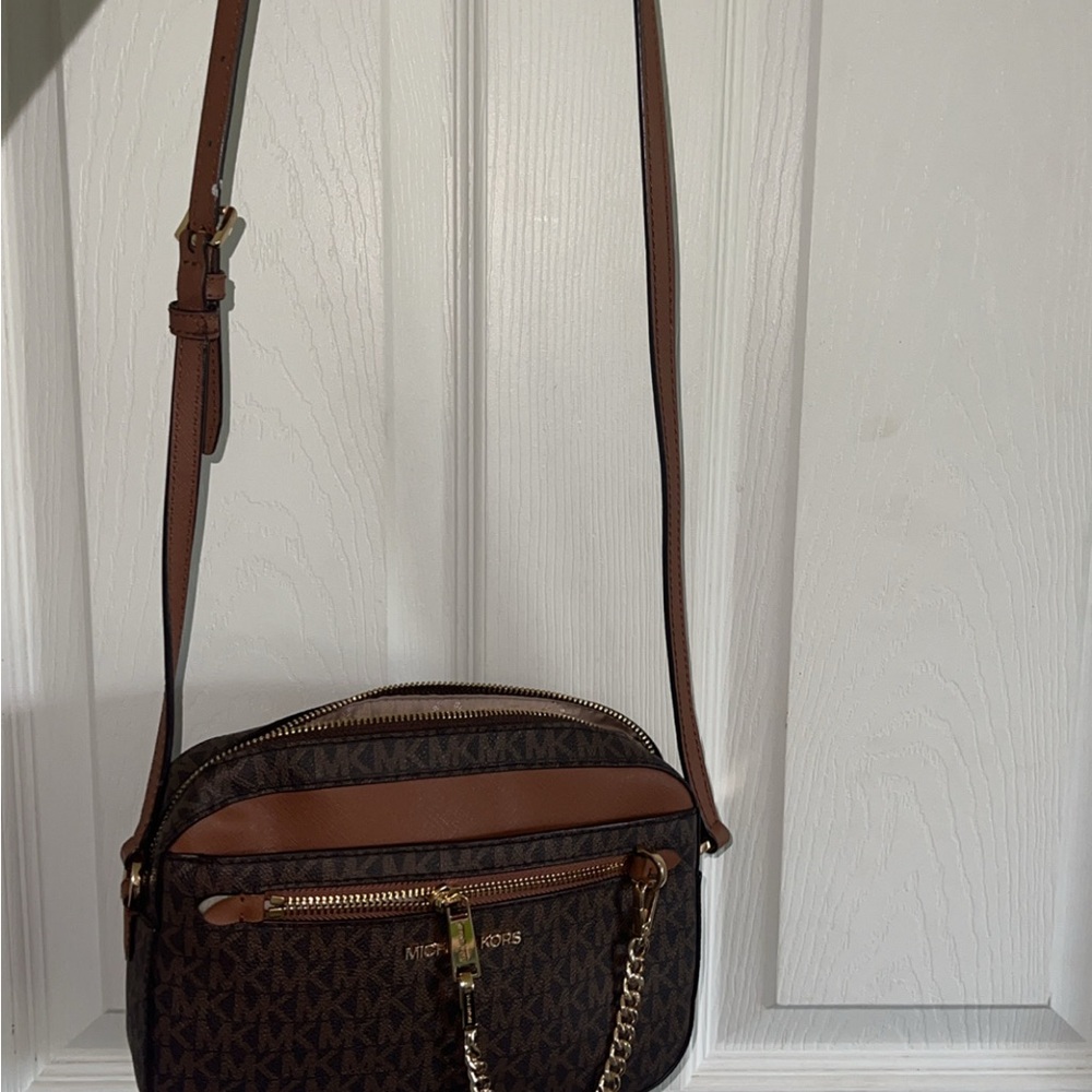 Michael Kors Brown Crossbody Bag with Gold Hardware